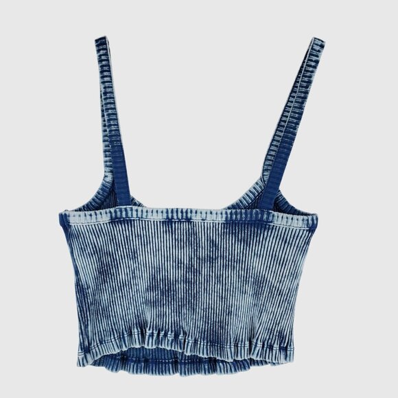 ZARA Women’s 2-Piece Ribbed Tie Dye Velvet Set Blue Crop Top & Maxi Skirt M - Picture 5 of 12